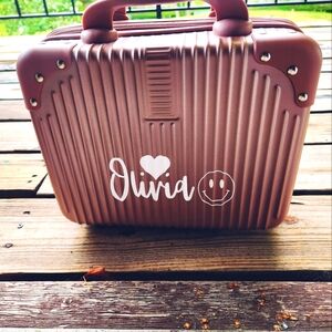 Personalized, 12 Inch, Portable Make up Travel Case Suitcase with Elastic Band.